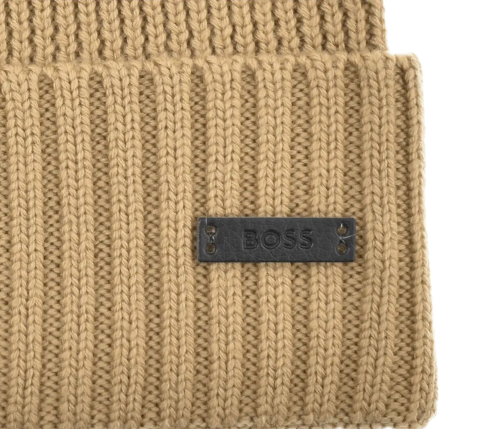 Hugo Boss Beanie Hat In Virgin Wool With Logo