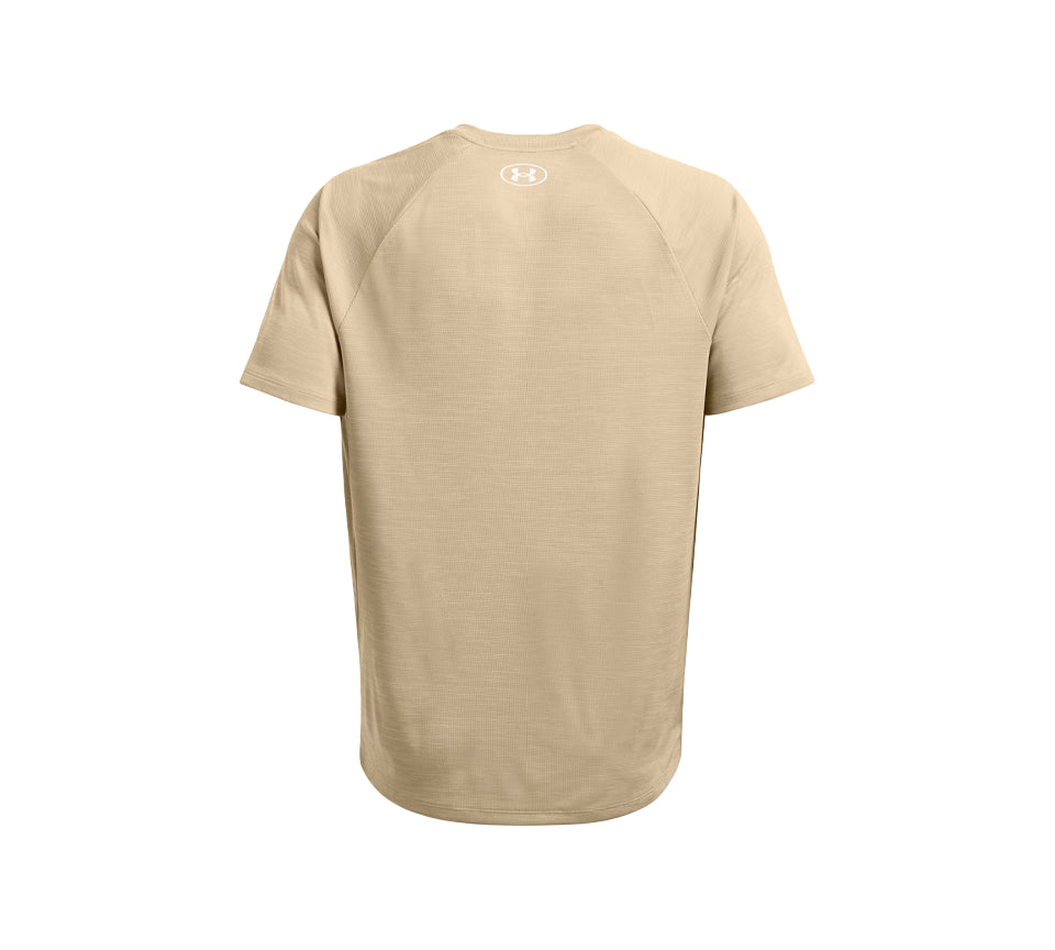 Vivi Sports Under Armour Tech Textured Tee – Men’s Performance T-Shirt in UK Sizes S to 2XL – Available in Khaki White – Lightweight, Quick-Drying Fabric Ideal for Gym, Training, and Casual Wear