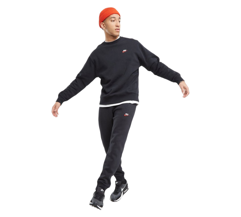 Nike NSW Club Sweatshirt Black/Red Swoosh UK S-XL