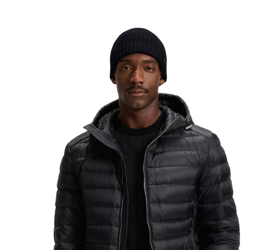 Hugo Boss Beanie Hat In Virgin Wool With Logo