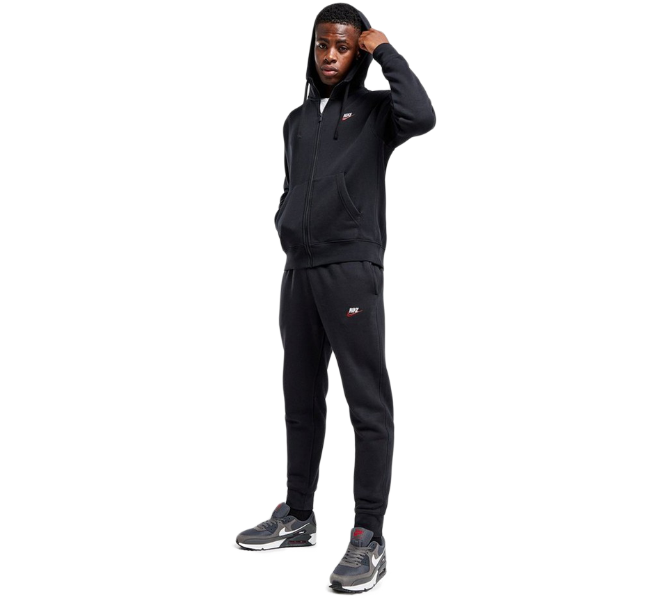Nike NSW Club Joggers Black/Red Swoosh UK S-XL
