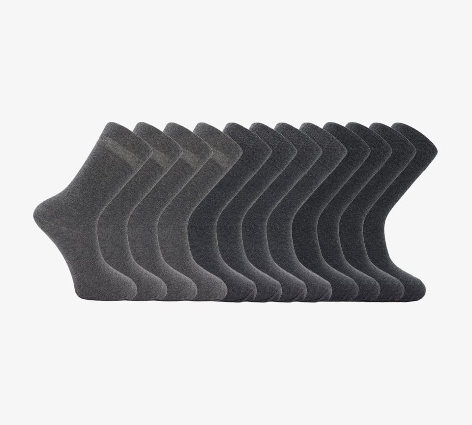 Chaussettes non élastiques pour hommes, 6 et 12 paires, pour diabétiques, M10524, noir/gris/blanc, UK 6-11