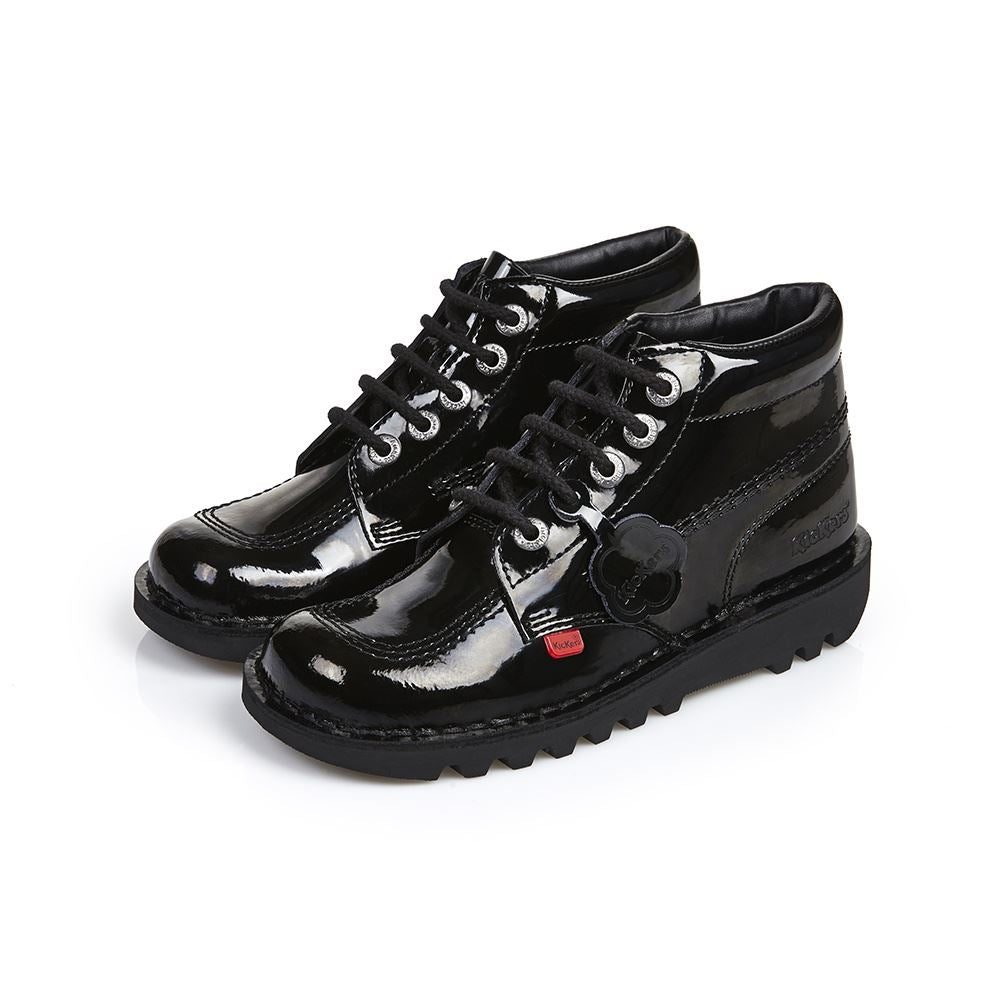 Kickers Youth Kick Hi Black Patent KF0000579BXW UK 3-6