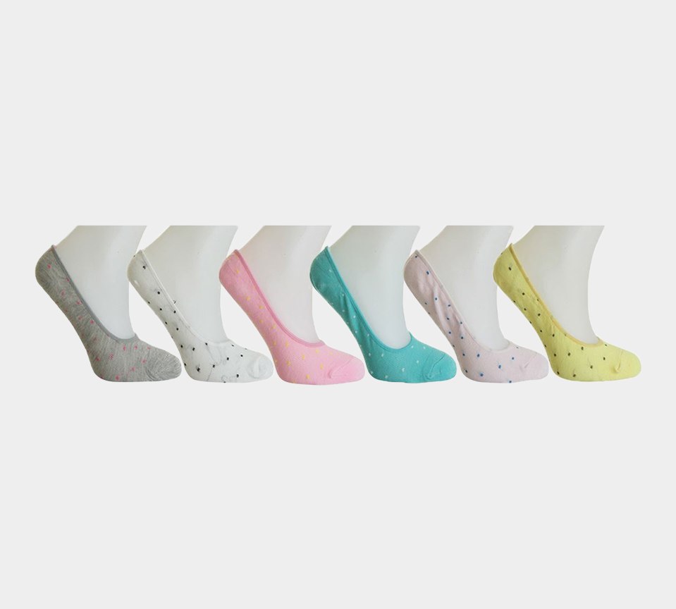 Invisible Trainer Loafer Cotton Rich Summer Socks Assorted Dots UK 4-7