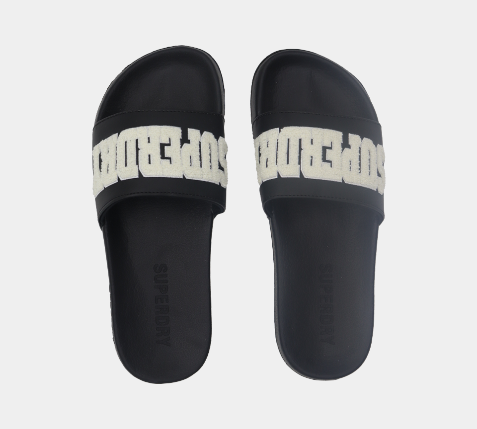 Superdry Build Logo Pool MF310134A 02A Slides Schwarz S-XL