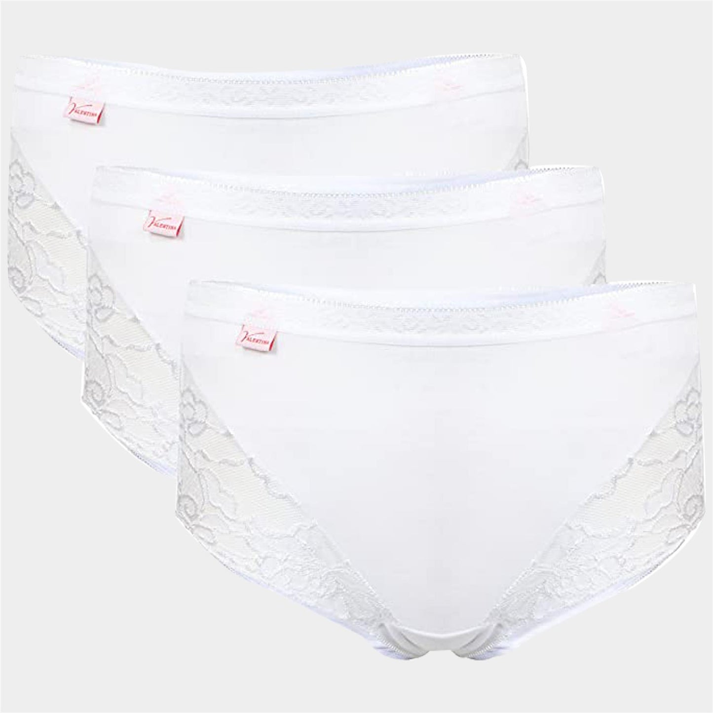 3 Pack Valentina Women's Plus Size Lace Briefs White
