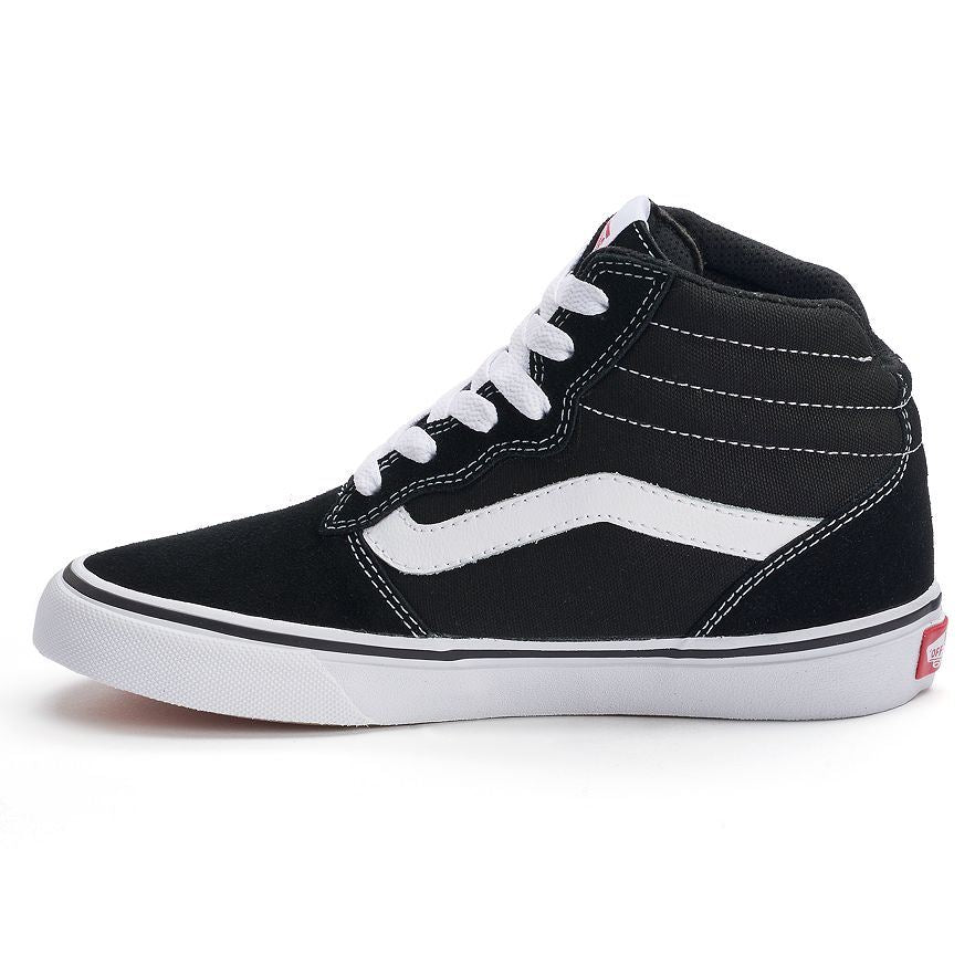 Vans Milton Hi (Suede Canvas) Black/White Kids V180C4R UK 12K-1K