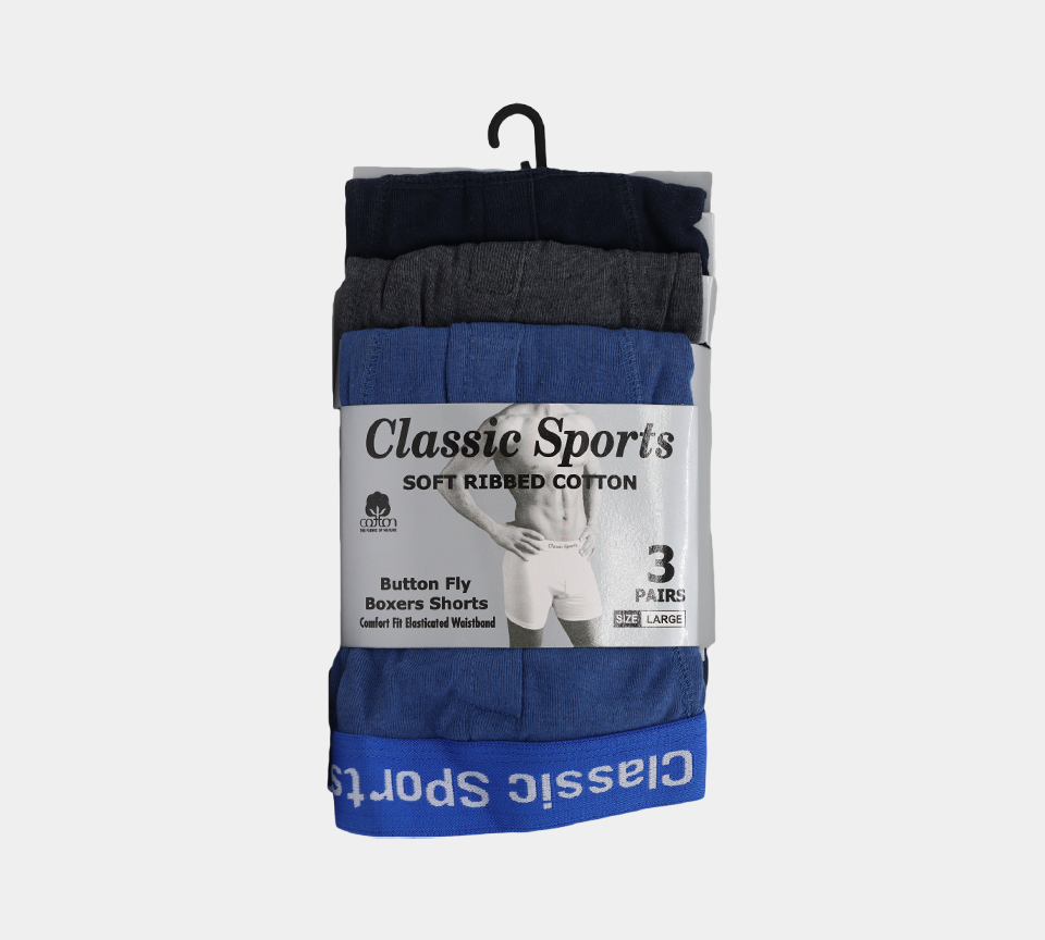 Classic Sports Herren-Boxershorts CS83R aus weicher, gerippter Baumwolle