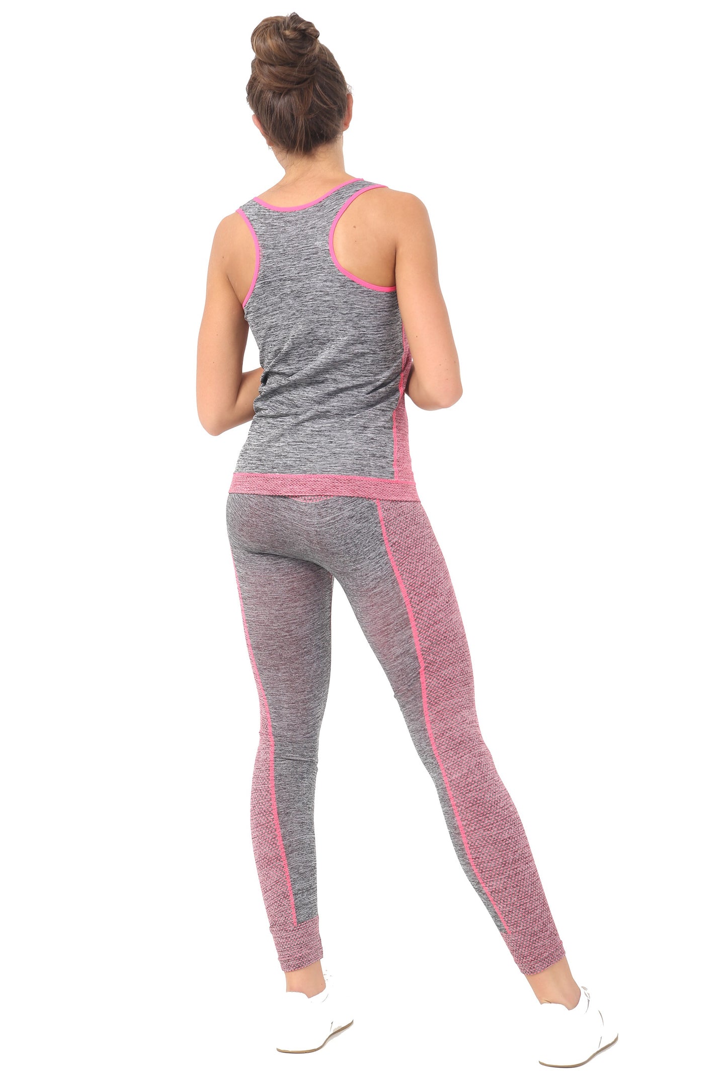 Damen-Set, 2-teilig, Yoga, Fitness, Sportbekleidung, Weste, Top, Leggings, Fitnessstudio, Workout, S-XL, Rosa