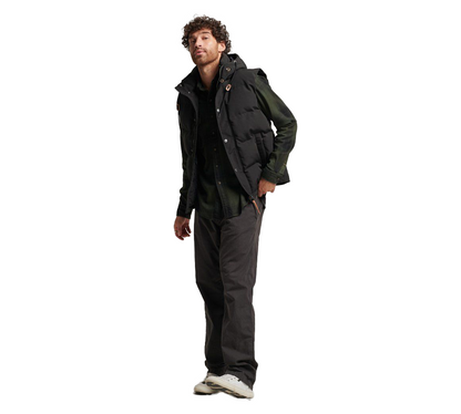 Superdry Everest Gilet mit Kapuze für Herren, Schwarz, UK, S-2XL