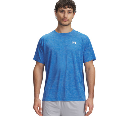 Vivi Sports Under Armour Tech Textured Tee – Men’s Performance T-Shirt in UK Sizes S to 2XL – Available in Blue White – Lightweight, Quick-Drying Fabric Ideal for Gym, Training, and Casual Wear