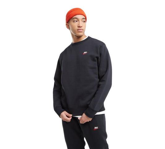 Nike NSW Club Sweatshirt Black/Red Swoosh UK S-XL