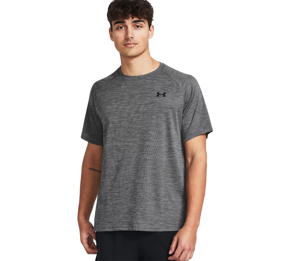 Vivi Sports Under Armour Tech Textured Tee – Men’s Performance T-Shirt in UK Sizes S to 2XL – Available in Black Red – Lightweight, Quick-Drying Fabric Ideal for Gym, Training, and Casual Wear