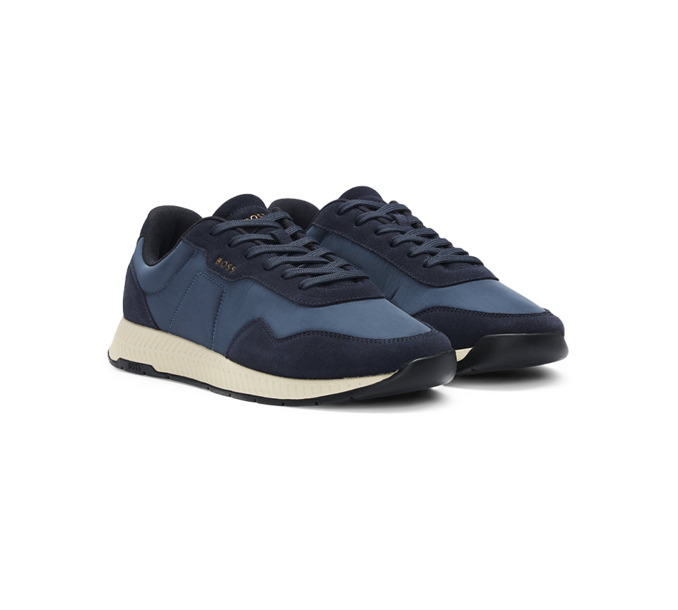 Vivi Sports Hugo Boss Titanium Trainers – Men’s Sneakers in Dark Blue, UK Sizes 6 to 11 – Sleek and Lightweight Design with Cushioned Insole for All-Day Comfort – Perfect for Smart-Casual Looks, Daily Wear, and Signature BOSS Street Style
