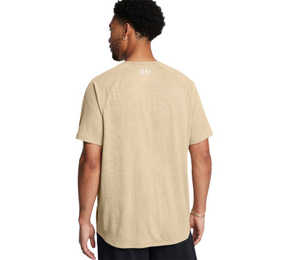 Vivi Sports Under Armour Tech Textured Tee – Men’s Performance T-Shirt in UK Sizes S to 2XL – Available in Khaki White – Lightweight, Quick-Drying Fabric Ideal for Gym, Training, and Casual Wear