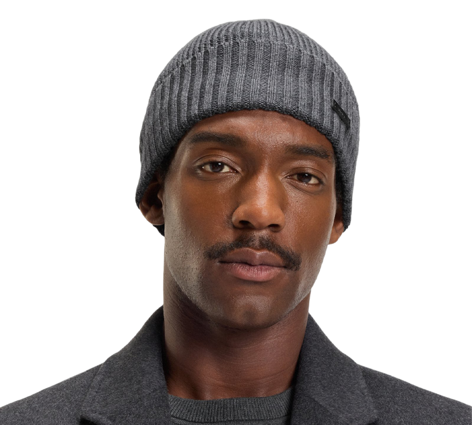 Hugo Boss Beanie Hat In Virgin Wool With Logo