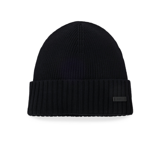 Hugo Boss Beanie Hat In Virgin Wool With Logo