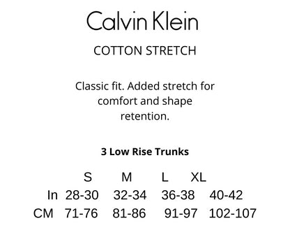 Calvin Klein - 3 Pack Low Rise Trunks - Cotton Stretch