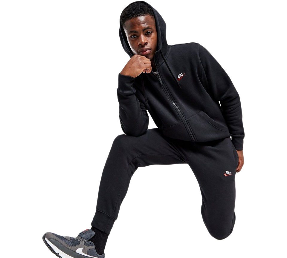 Nike NSW Club Joggers Black/Red Swoosh UK S-XL