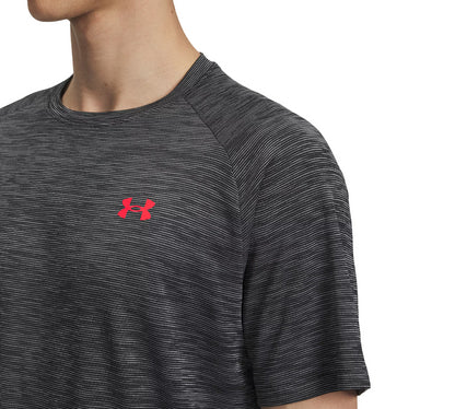 Vivi Sports Under Armour Tech Textured Tee – Men’s Performance T-Shirt in UK Sizes S to 2XL – Available in Black Red – Lightweight, Quick-Drying Fabric Ideal for Gym, Training, and Casual Wear
