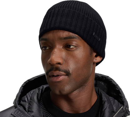 Hugo Boss Beanie Hat In Virgin Wool With Logo