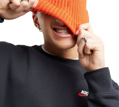 Nike NSW Club Sweatshirt Black/Red Swoosh UK S-XL