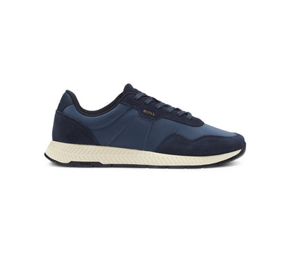 Vivi Sports Hugo Boss Titanium Trainers – Men’s Sneakers in Dark Blue, UK Sizes 6 to 11 – Sleek and Lightweight Design with Cushioned Insole for All-Day Comfort – Perfect for Smart-Casual Looks, Daily Wear, and Signature BOSS Street Style