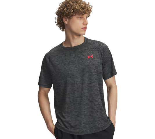 Vivi Sports Under Armour Tech Textured Tee – Men’s Performance T-Shirt in UK Sizes S to 2XL – Available in Black Red – Lightweight, Quick-Drying Fabric Ideal for Gym, Training, and Casual Wear
