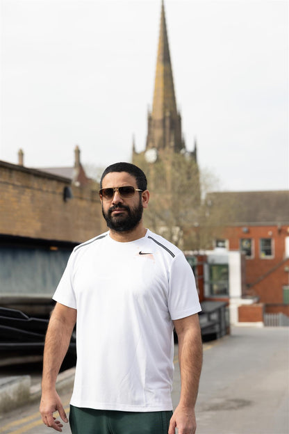 Nike Miler Grid T-Shirt White UK S-L