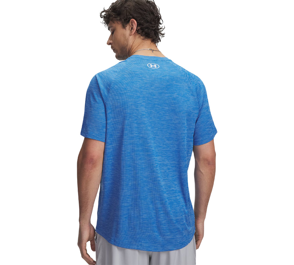 Vivi Sports Under Armour Tech Textured Tee – Men’s Performance T-Shirt in UK Sizes S to 2XL – Available in Blue White – Lightweight, Quick-Drying Fabric Ideal for Gym, Training, and Casual Wear