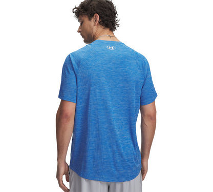 Vivi Sports Under Armour Tech Textured Tee – Men’s Performance T-Shirt in UK Sizes S to 2XL – Available in Blue White – Lightweight, Quick-Drying Fabric Ideal for Gym, Training, and Casual Wear