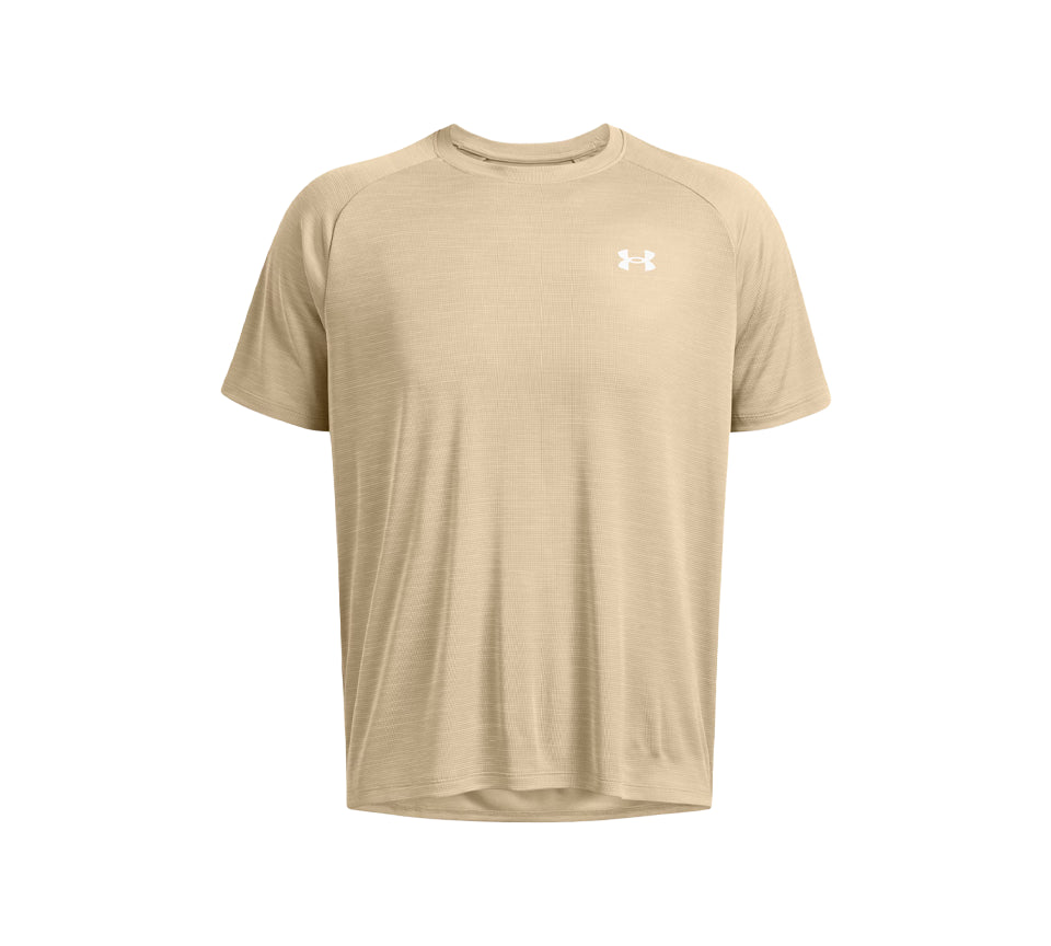 Vivi Sports Under Armour Tech Textured Tee – Men’s Performance T-Shirt in UK Sizes S to 2XL – Available in Khaki White – Lightweight, Quick-Drying Fabric Ideal for Gym, Training, and Casual Wear