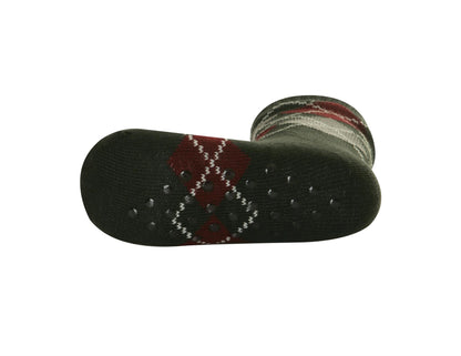 MENS 4.7 TOG THERMAL FLEECE SHERPA LINING SLIPPER GRIPPER SOCKS Argyle Black/Grey