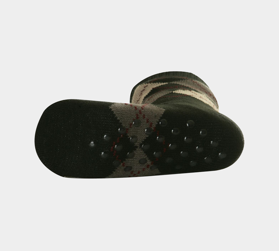 1 Paar M10785 HERREN 4,7 TOG THERMALFLEECE SHERPA-FUTTER SLIPPER GRIPPER SOCKEN – Argyle Schwarz/Burgund 