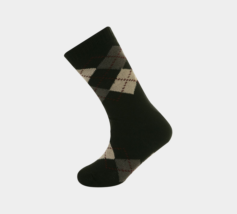 1 Paar M10785 HERREN 4,7 TOG THERMALFLEECE SHERPA-FUTTER SLIPPER GRIPPER SOCKEN – Argyle Schwarz/Burgund 