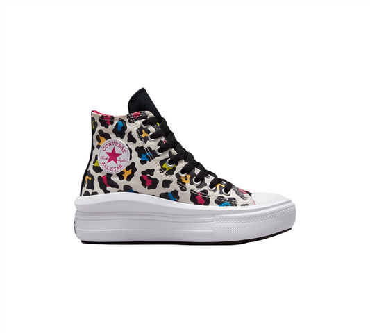 Converse Leopard Print Chuck Taylor Kids All Star Move 272376C Shoes Egret/Black UK Size 3-5.5