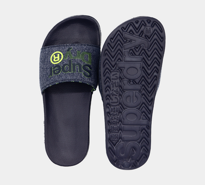 Superdry Lineman Pool Slides MF3103STW2K Marine/Fluro Lime S-XL
