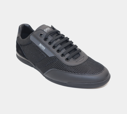 Hugo Boss Low-Top-Turnschuhe Saturn aus Mesh mit gummierten Besätzen 50455313 001 Schwarz UK 6 -11