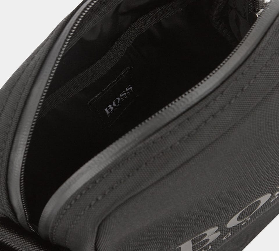 Hugo Boss Reporter-Tasche aus strukturiertem Nylon mit aufgedrucktem Logo
