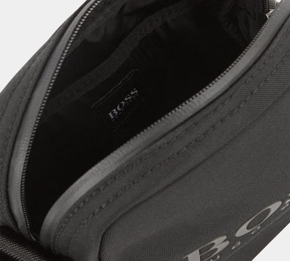 Hugo Boss Reporter-Tasche aus strukturiertem Nylon mit aufgedrucktem Logo