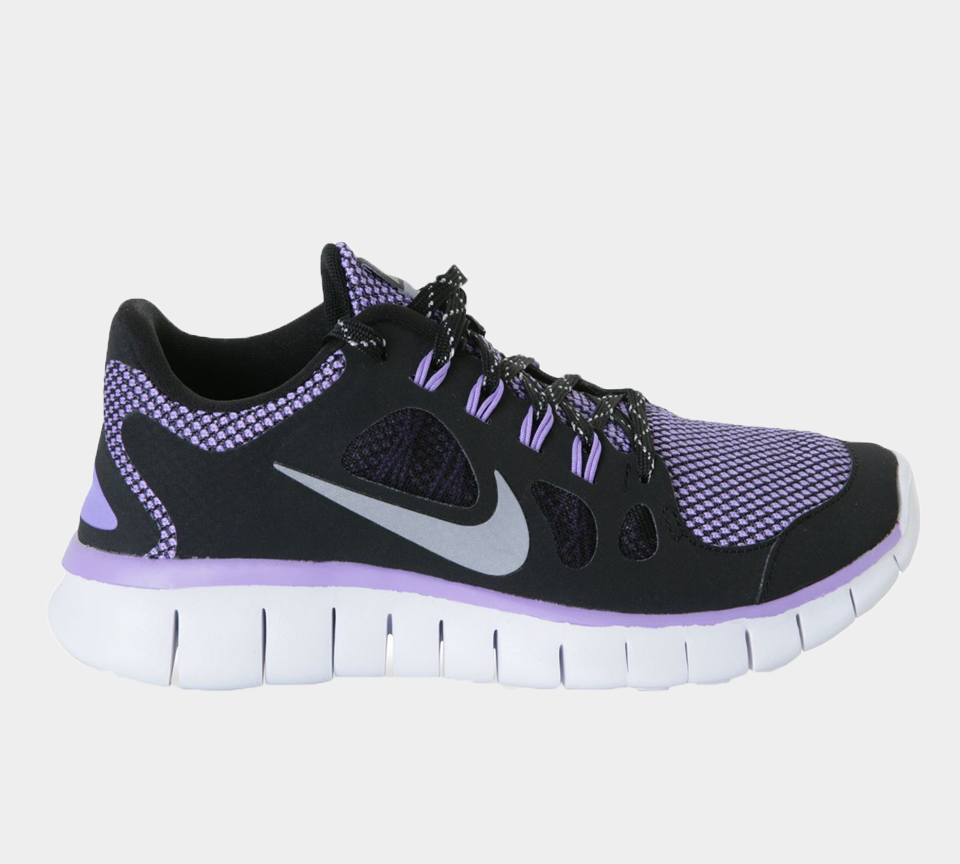 Nike Free 5.0 Le GS 631563 001 Trainers Black/Purple UK 4