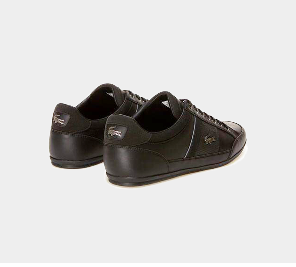 LACOSTE CHAYMON 118 1 CAM BLK/DK GRY LEATHER TRAINERS UK 6-11