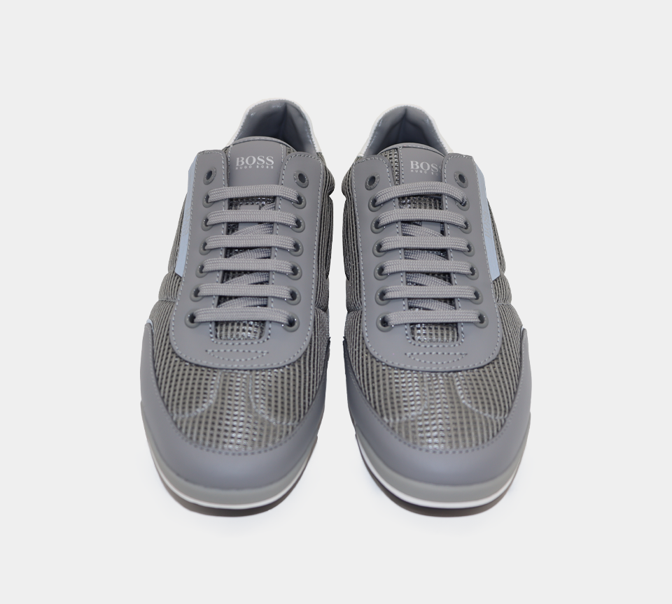 Hugo Boss Low-Top-Turnschuhe Saturn aus Mesh mit gummierten Besätzen 50455313030 Grau UK 6 -11