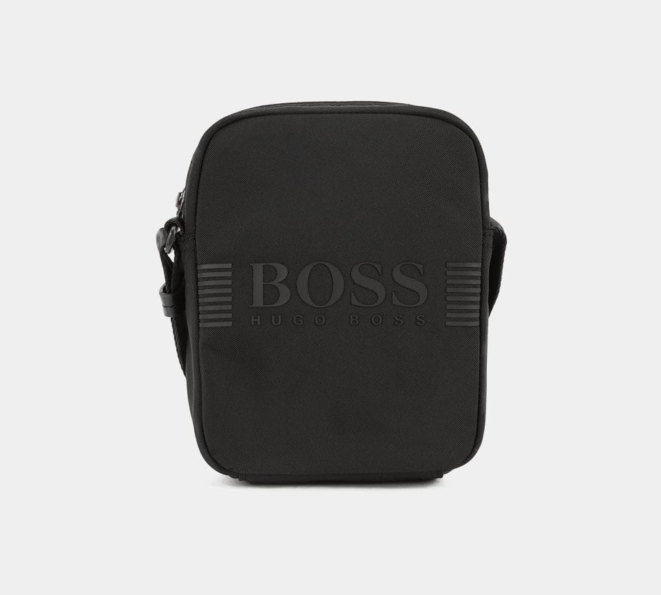 Hugo Boss Reporter-Tasche aus strukturiertem Nylon mit aufgedrucktem Logo