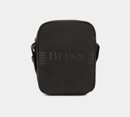 Hugo Boss Reporter-Tasche aus strukturiertem Nylon mit aufgedrucktem Logo