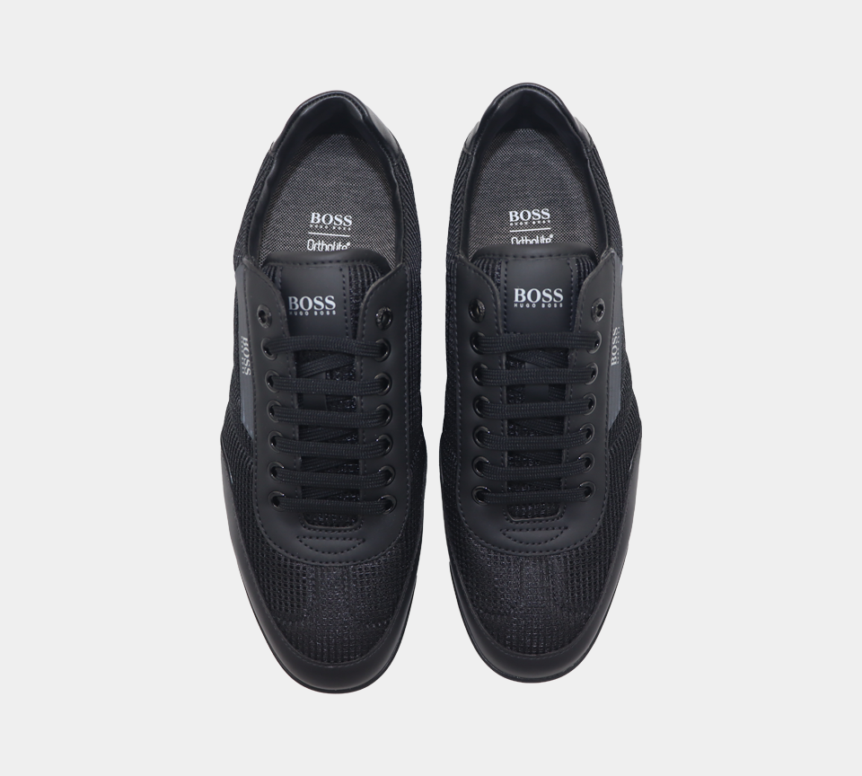 Hugo Boss Low-Top-Turnschuhe Saturn aus Mesh mit gummierten Besätzen 50455313 001 Schwarz UK 6 -11