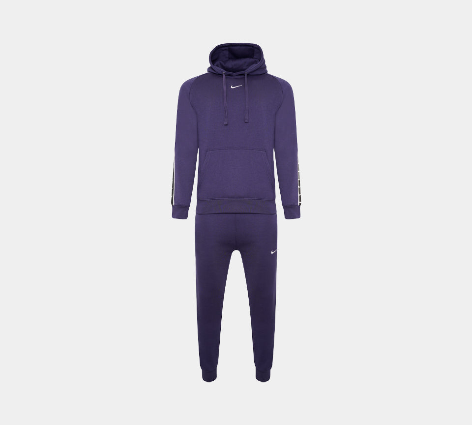 Nike Taped Swoosh Overhead Full Tracksuit Fleece Tracksuit Set Navy
