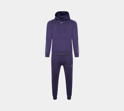 Nike Taped Swoosh Overhead Full Tracksuit Fleece Tracksuit Set Navy
