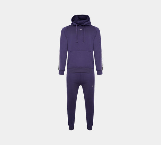 Nike Taped Swoosh Overhead Full Tracksuit Fleece Tracksuit Set Navy