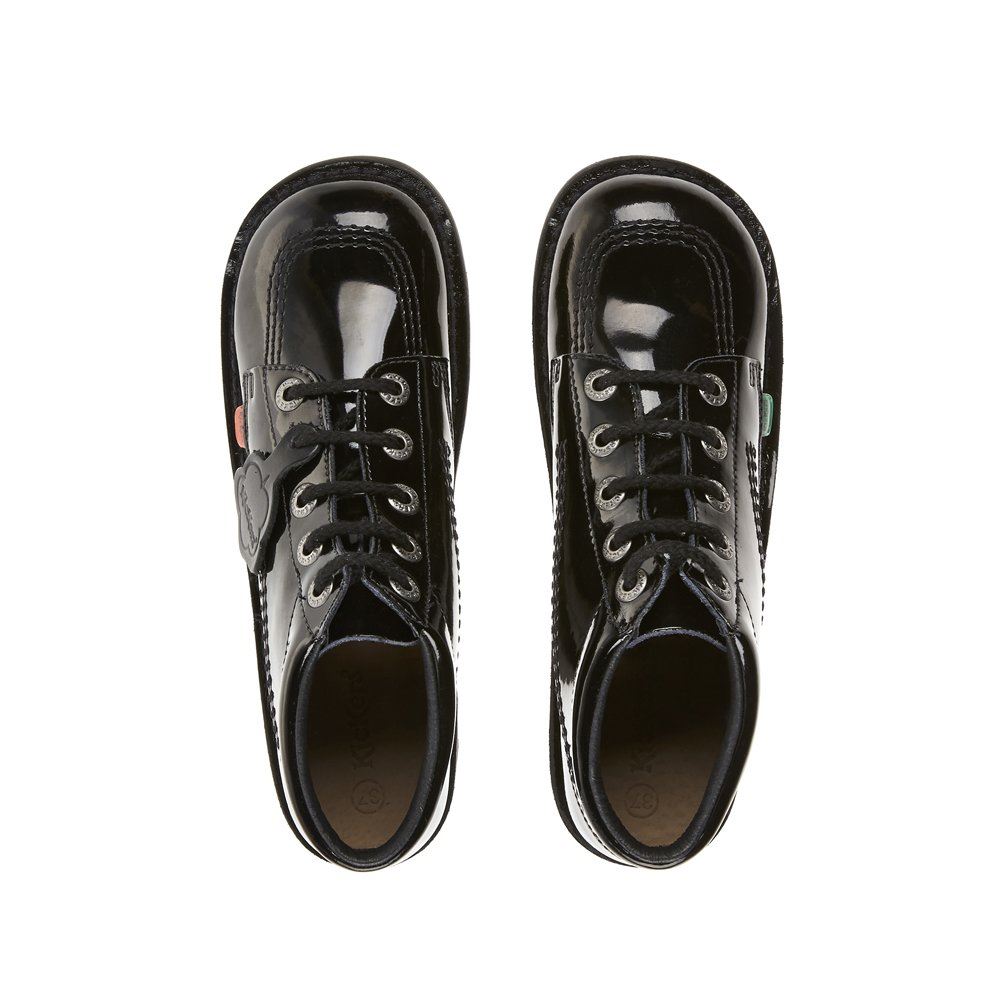Kickers Youth Kick Hi Black Patent KF0000579BXW UK 3-6